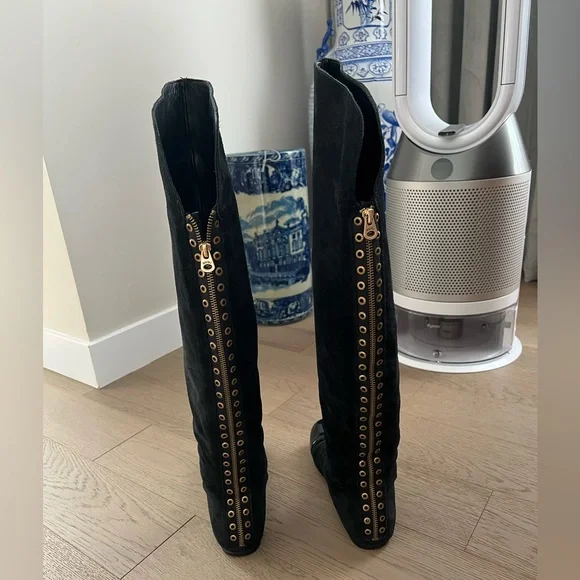 Marc by Marc Jacobs Black Over-the-Knee Suede Boots with Patent Toe Cap Sz 37.5 - Picture 6 of 17